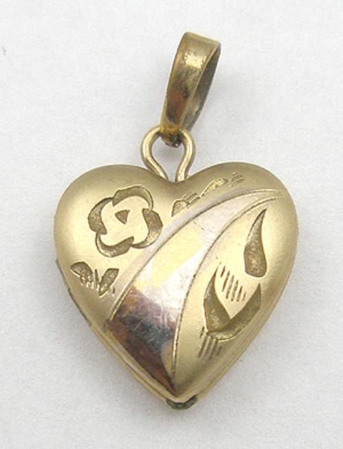 TruKay Gold Filled Heart Locket Garden Party Collection Vintage Jewelry