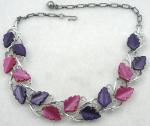 Newly Added Purple & Fuchsia Plastic Leaves Necklace