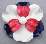 Patriotic Jewelry - Patriotic Enameled Flower Brooch
