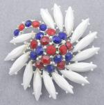 Patriotic Jewelry - Patriotic Rhinestone Flower Brooch