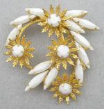 Patriotic Jewelry - White Navette Fireworks Brooch