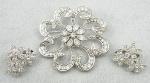 Misc. Signed N-Z - Ora Rhinestone Pinwheel Brooch Set