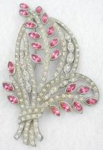 Floral Jewelry - Pot Metal Rhinestone Floral Brooch