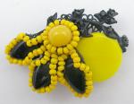 Miriam Haskell - Miriam Haskell Black & Yellow Brooch
