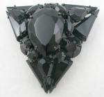 Brooches-Unsigned - Black Rhinestone Triangle Brooch