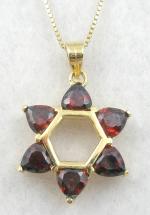 Jewish Jewelry - Garnet CZ Star of David Penant