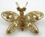 Regency - Regency Topaz Rhinestone Butterfly Brooch