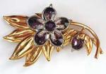 Newly Added Amethyst Oval Glass Floral Brooch