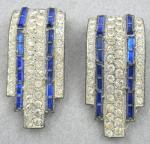 Art Deco - Art Deco Rhinestone Dress Clips Pair