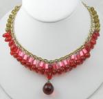 Newly Added Red Glass Bead Fringe Necklace