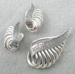 Boucher - Marboux Silver Leaf Brooch Set