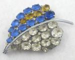 Czechoslovakia - Czech Rhinestone Leaf Brooch
