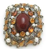 Schreiner - Schreiner Carnelian Glass Cabochon Brooch