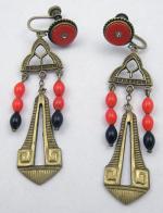 Art Deco - Art Deco Brass Earrings