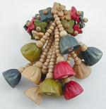 Wooden Jewelry - Miriam Haskell Wood Beads Brooch