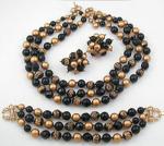 Marvella - Marvella Black & Gold Bead Parure