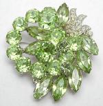 Eisenberg - Eisenberg Green Rhinestone Brooch