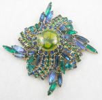 Misc. Signed N-Z - Schrager Domed Rhinestone Brooch