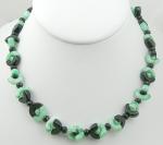 Czechoslovakia - Czech Jade & Onyx Glass Bead Necklace
