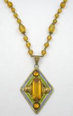 Art Deco - Czech Topaz Crystal Necklace