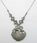 Art Deco - Marcasite Flower Basket Necklace