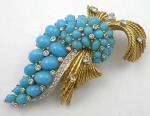 Ciner - Ciner Turquoise Cabachon Brooch