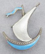 Norway - Ivar Holt Sterling Enamel Viking Ship Brooch