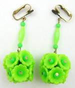 Hong Kong - Hong Kong Green Flower Bead Earrings