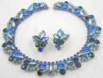 Newly Added Blue, Green & Aqua Rhinestone Necklace Set