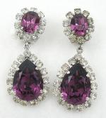 Germany - West Germany Amethyst Rhinestone Earrings