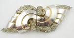 Brooches-Unsigned - Vintage Art Deco Bow Duet Double Clips/Brooch