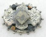 Victorian - Victorian Silver Scottish Agate Brooch