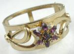 Coro/Corocraft - Coro Amethyst Rhinestone Flower Bracelet