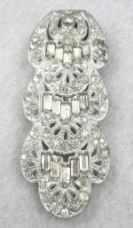 Dress & Fur Clips-Unsigned - 1930's Pot Metal Rhinestone Dress Clip