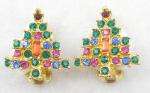 Christmas/Holiday Jewelry - Rhinestone Christmas Tree Earrings