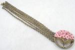 Czechoslovakia - Czech Pink Flowers Brass Chains Bracelet