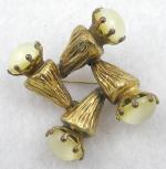 France - French Sculptural Yellow Glass Moonstone Brooch
