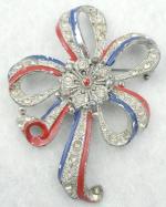 Patriotic Jewelry - Patriotic Pot Metal Bow Brooch