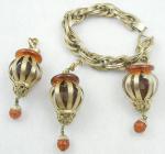 Napier - Napier Caged Amber Lucite Charm Bracelet Set