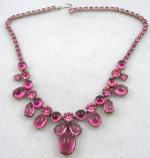 Newly Added Pink Glass Cabochon & Rhinestone Necklace