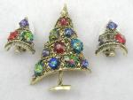 Christmas/Holiday Jewelry - Weiss Margarita Christmas Tree Brooch Set