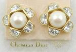 France - Christian Dior Faux Pearl & Rhinestone Earrings