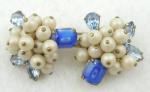 Newly Added Elfe Italy Faux Pearl & Blue Rhinestone Brooch