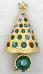 Christmas/Holiday Jewelry - Hattie Carnegie "Light-Up" Christmas Tree Brooch