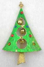 Christmas/Holiday Jewelry - Gem Craft Dangling Ornament Christmas Tree Brooch