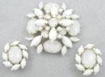 Alice Caviness - Aiice Caviness White Moonstone & Milk Glass Brooch Set