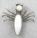 Figural Jewelry - Vintage Sterling Mother-of-Pearl Bug Brooch