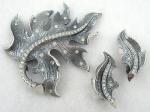Floral Jewelry - Tortolani Silver Leaf Brooch & Earrings Set