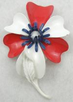 Patriotic Jewelry - Patriotic Enameled Flower Brooch