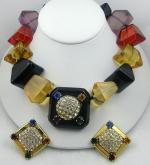Misc. Signed N-Z - Z.E. Milano Chunky Lucite Necklace Set
